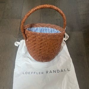 Loeffler Randall leather woven bucket bag